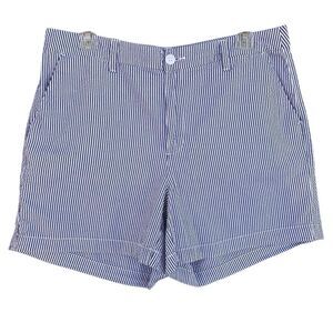 A New Day Women’s Size 12 Seersucker Shorts Navy White Pinstripe Stretch Summer